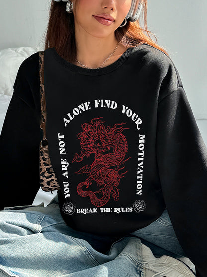 Women Chinese Style Dragon Printed Element Versatile Sweatshirt