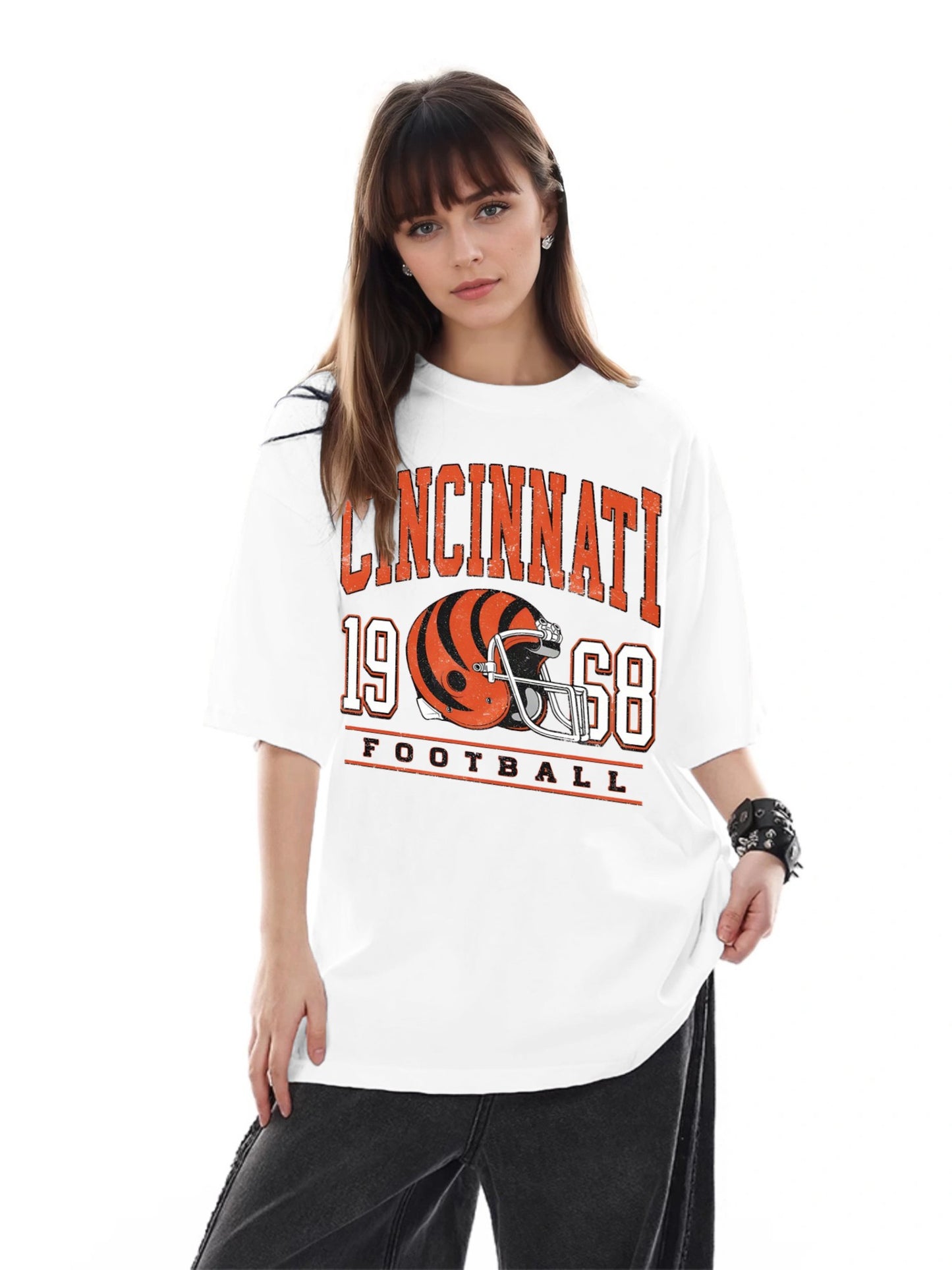 Women 1968 Football Helmet Printed Casual Short Sleeve T-Shirt