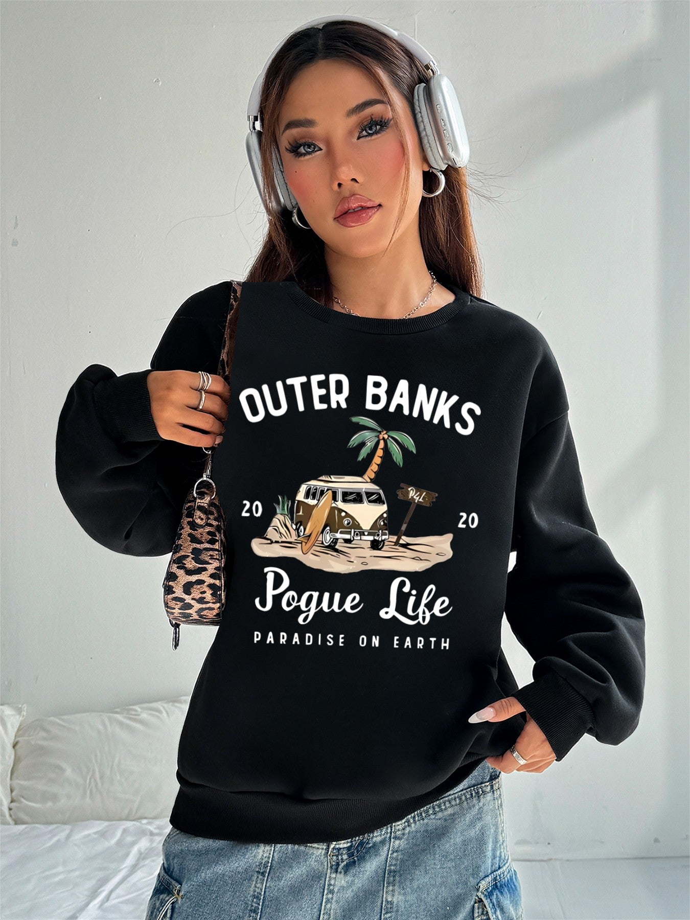 Women OUTER BANKS Campervan Print Sweatshirt