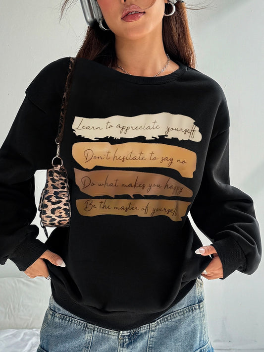 Women Four-Sentence Print Casual Sweatshirt