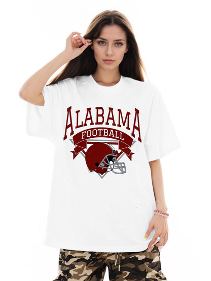 Women ALABAMA Football Helmet Printed Casual Short Sleeve T-Shirt