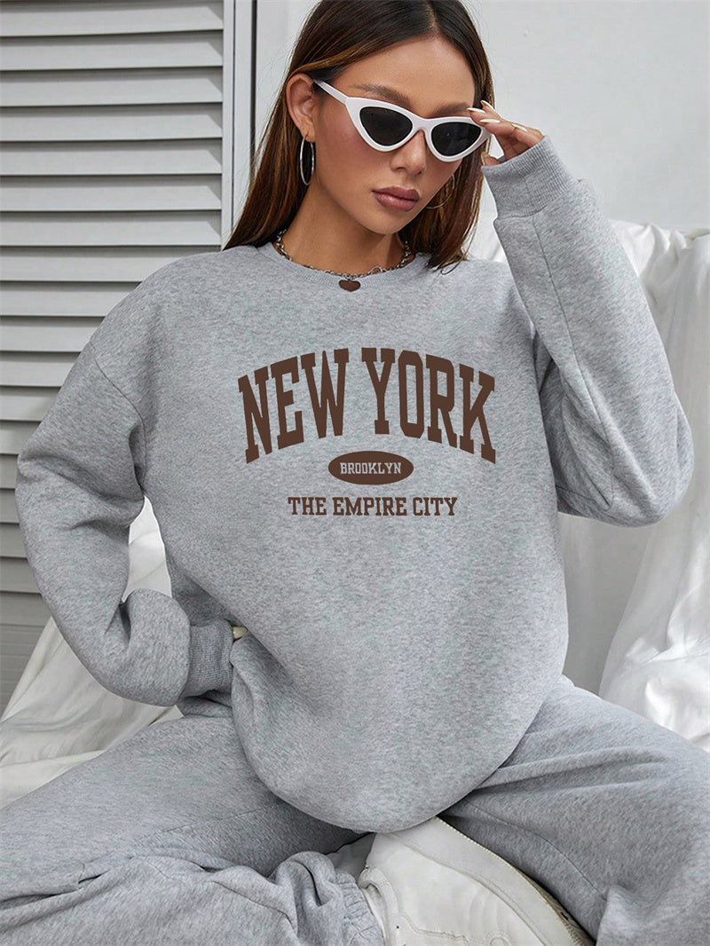 Women New York Letter Print Casual Sweatshirt