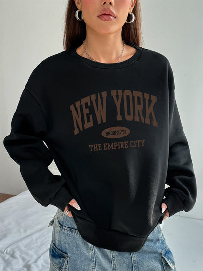 Women New York Letter Print Casual Sweatshirt