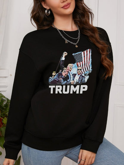 Women Fight 2024 Trump Print Casual Sweatshirt