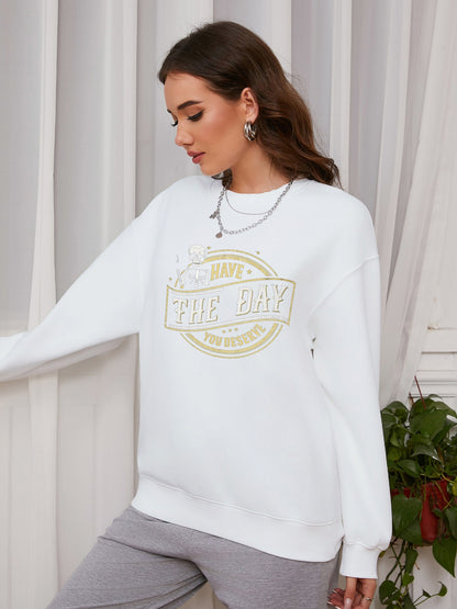 Women Have The Day You Deserve Little Skull Print Casual Sweatshirt