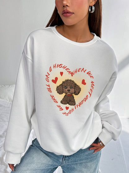 Women Cute Puppy Heart Print Sweatshirt