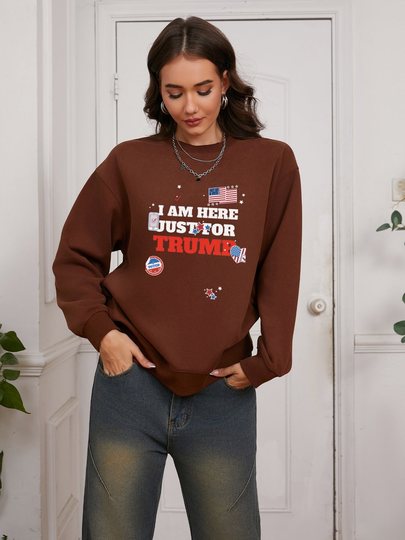 Women I'M HERE JUST FOR TURMP Long Sleeve Casual Sweatshirt