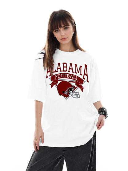 Women ALABAMA Football Helmet Printed Casual Short Sleeve T-Shirt