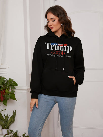 Women I'm Voting Convicted Felon Print Casual Hoodie