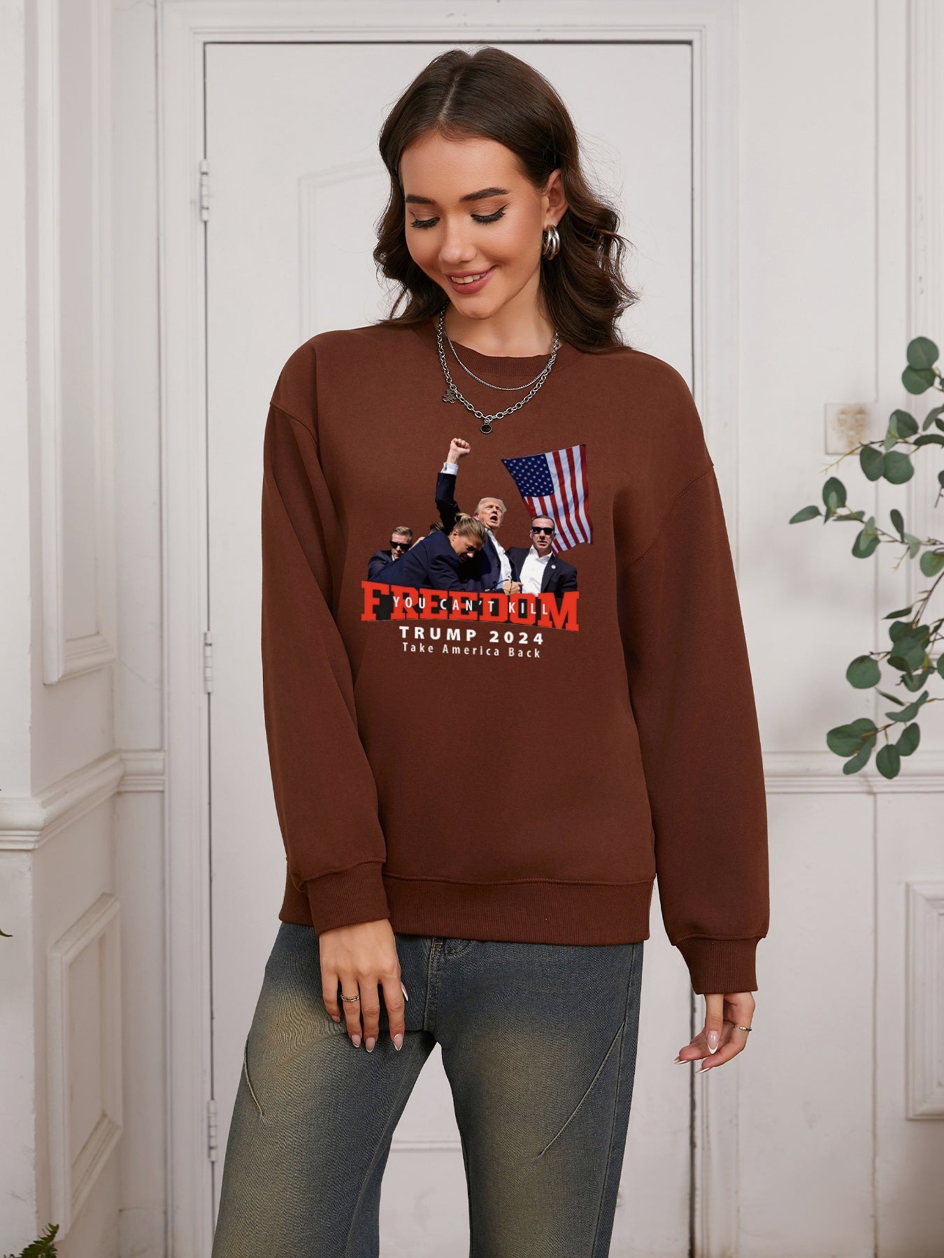 Women FREEDOM 2024 Printed Casual Sweatshirt