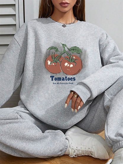 Women Tomato Print Casual Sweatshirt