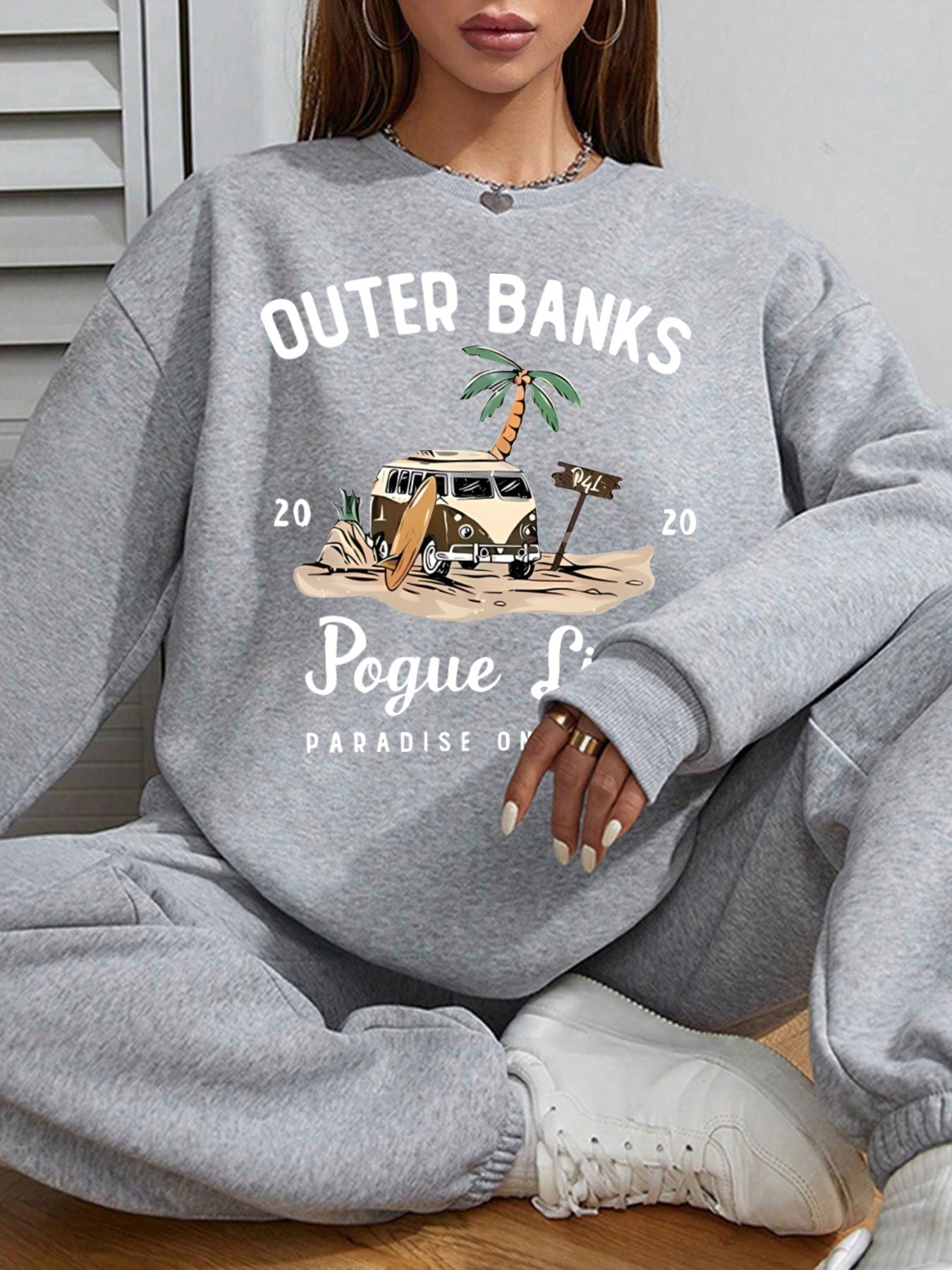 Women OUTER BANKS Campervan Print Sweatshirt