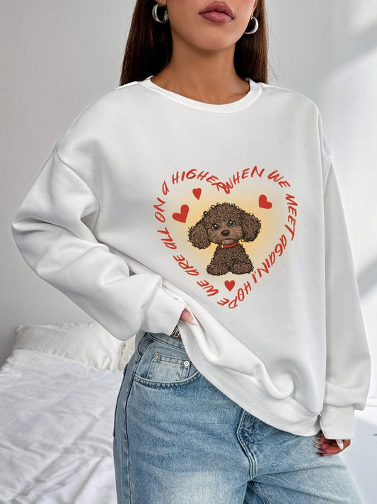 Women Cute Puppy Heart Print Sweatshirt