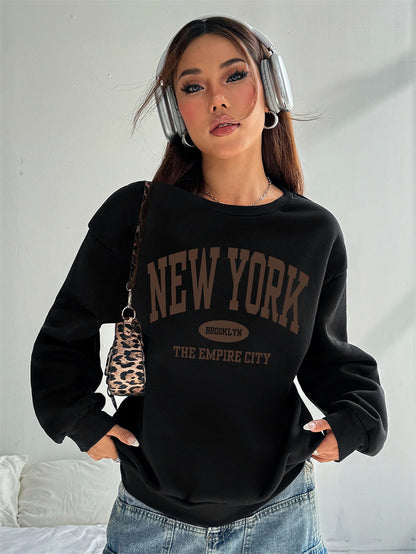 Women New York Letter Print Casual Sweatshirt