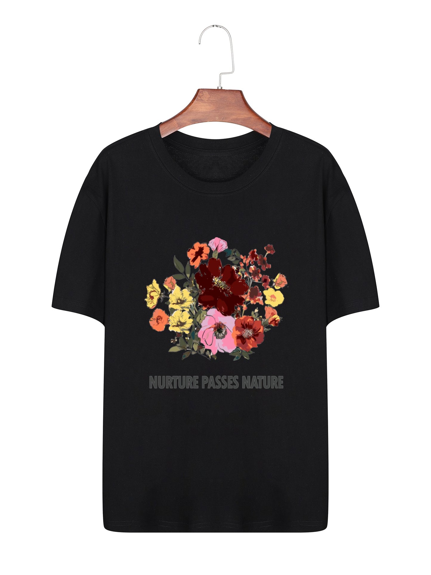 Women Nurture Passes Nature Flower Print Casual T-Shirt