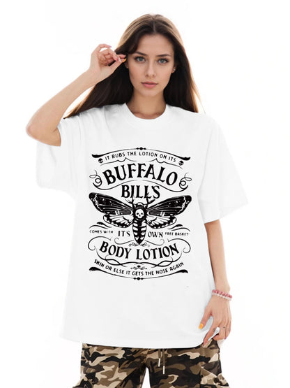 Women Butterfly and Full Text Printed Casual Short Sleeve T-Shirt