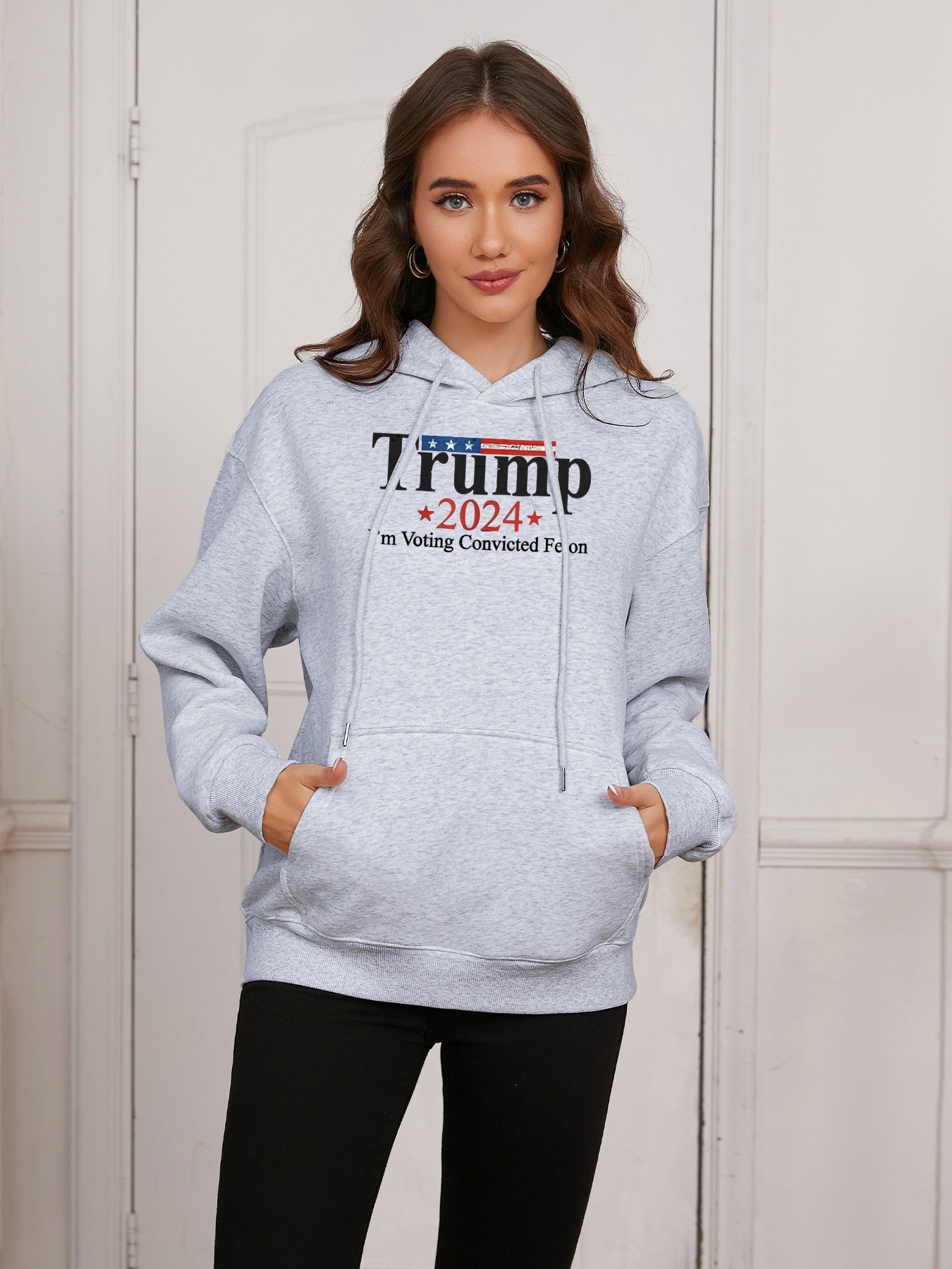 Women I'm Voting Convicted Felon Print Casual Hoodie