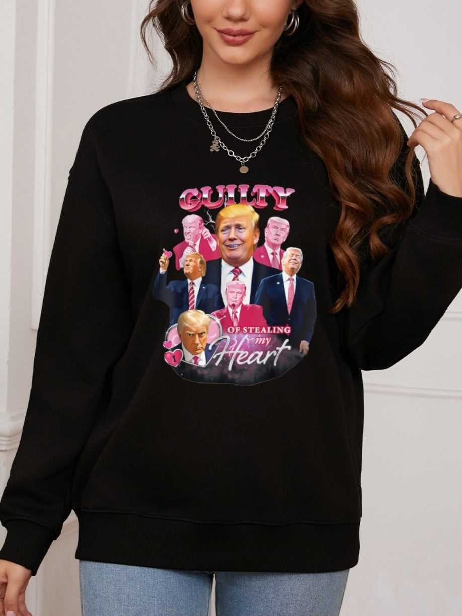 Women GUILTY TRUMP Character Printed Casual Sweatshirt