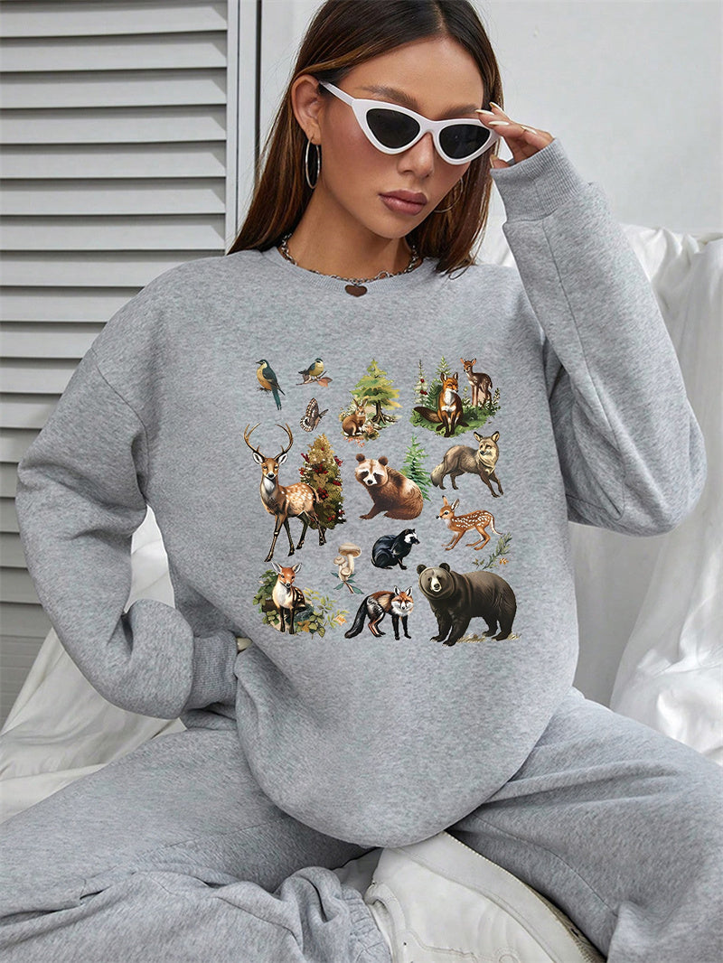 Women Animal Printed Casual Versatile Sweatshirt