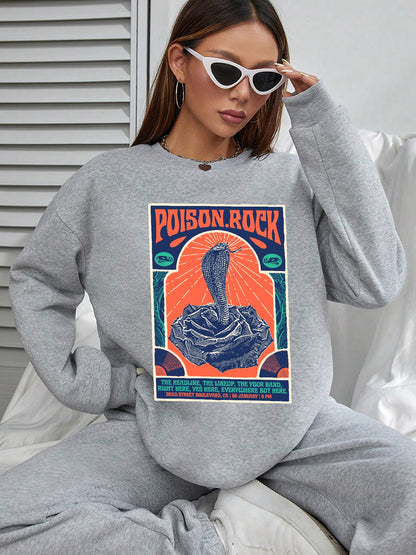 Women American Style Cobra Print Casual Sweatshirt