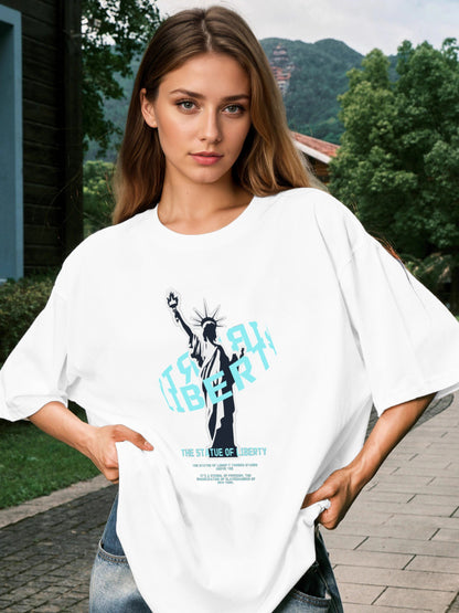 Women Statue of Liberty Print Casual T-Shirt