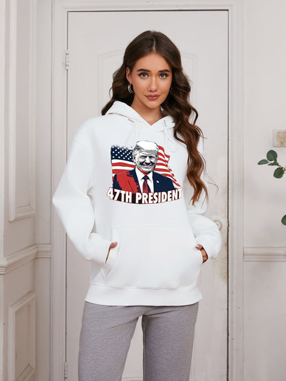 Women 47th President Print Casual Hoodie