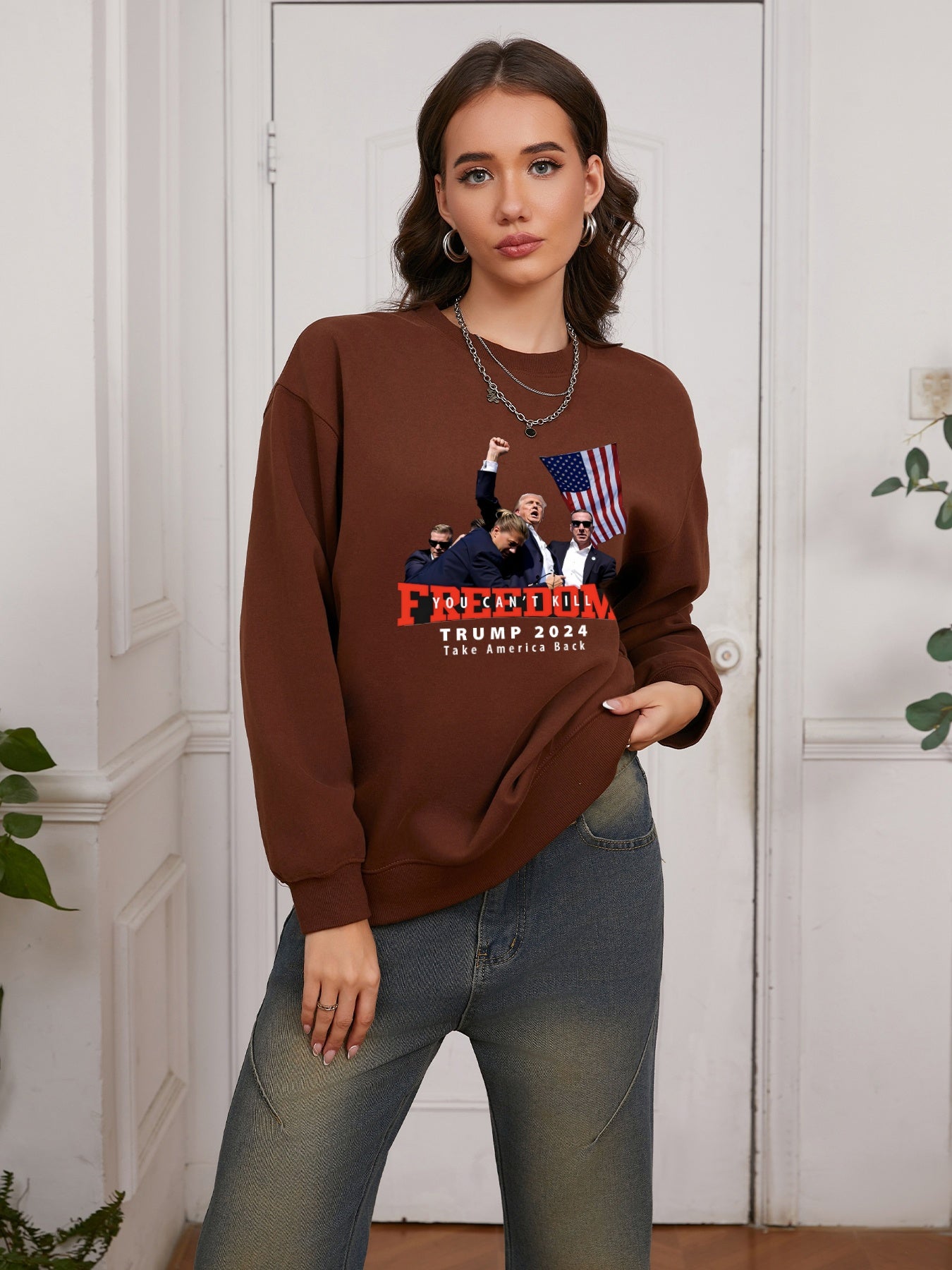 Women FREEDOM 2024 Printed Casual Sweatshirt