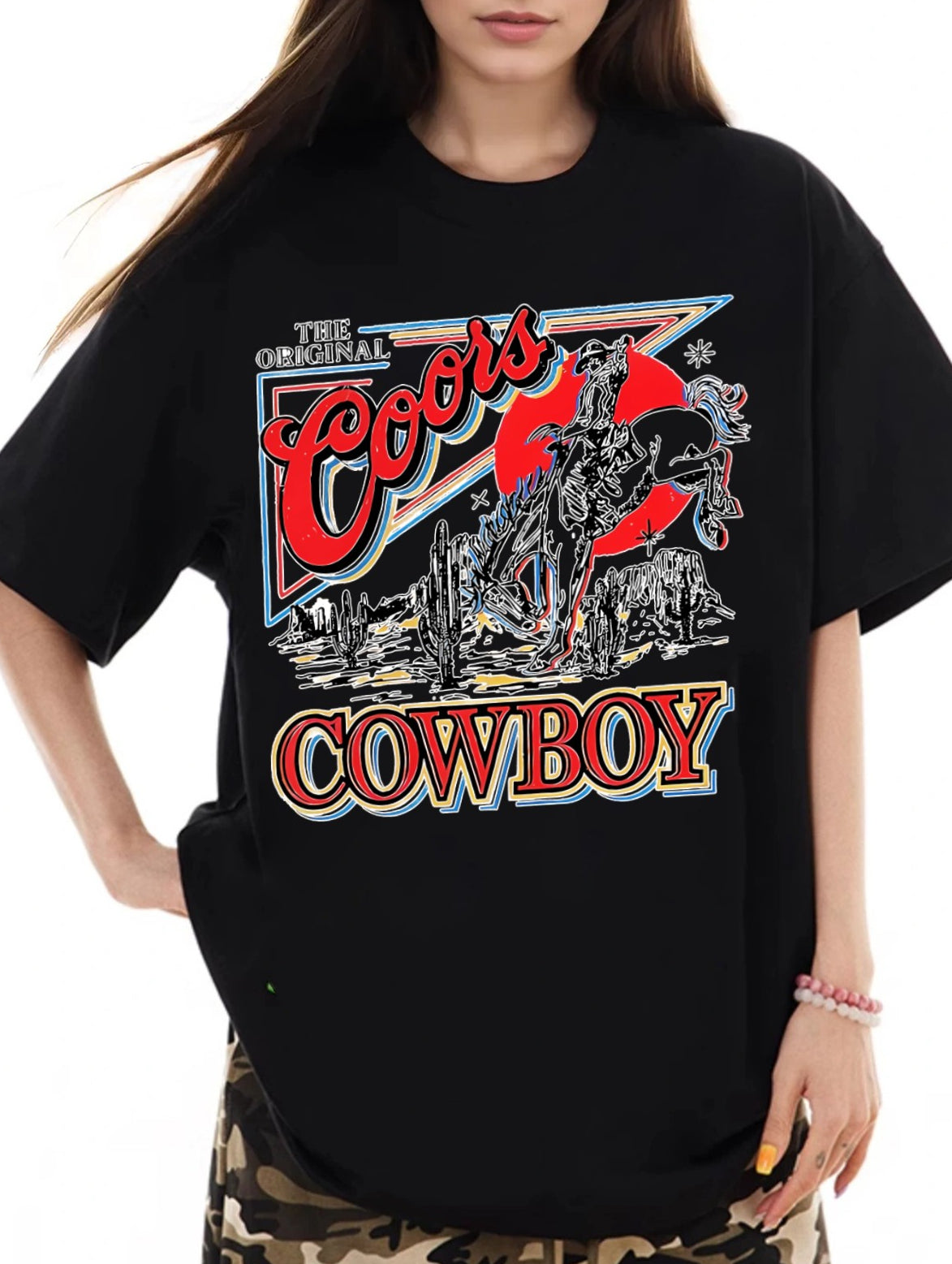 Women COWBOY Printed Casual Short Sleeve T-Shirt