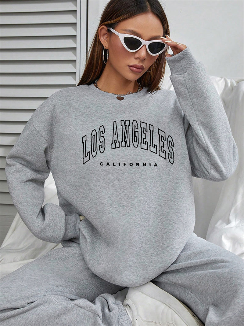 Women Los Angeles Printed Casual Pullover Long Sleeve Sweatshirt