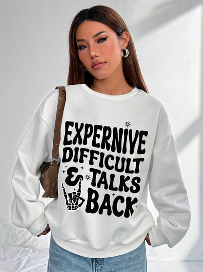 Women Rock Skull Letters Printed Sweatshirt