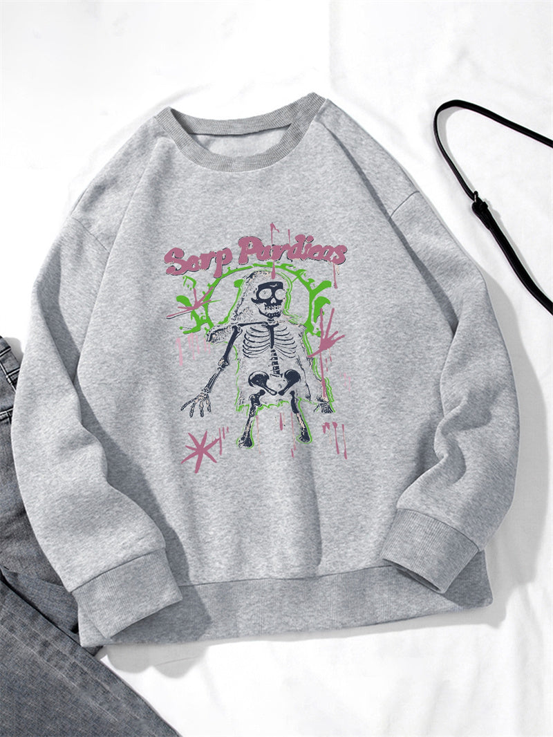 Women Skull Print Casual Sweatshirt