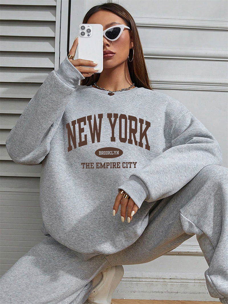 Women New York Letter Print Casual Sweatshirt