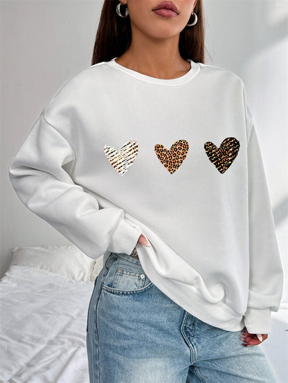 Women Gradient Heart Printed Casual Sweatshirt