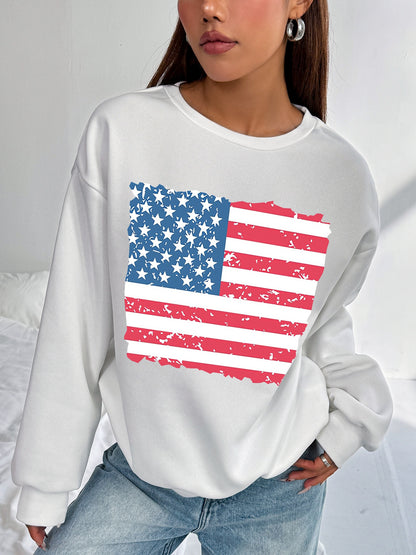 Women America Flag Print Casual Sweatshirt