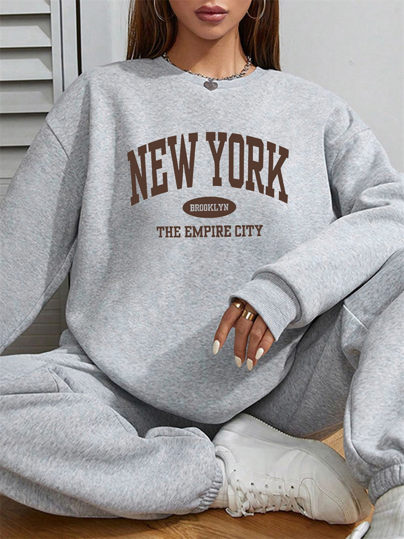 Women New York Letter Print Casual Sweatshirt