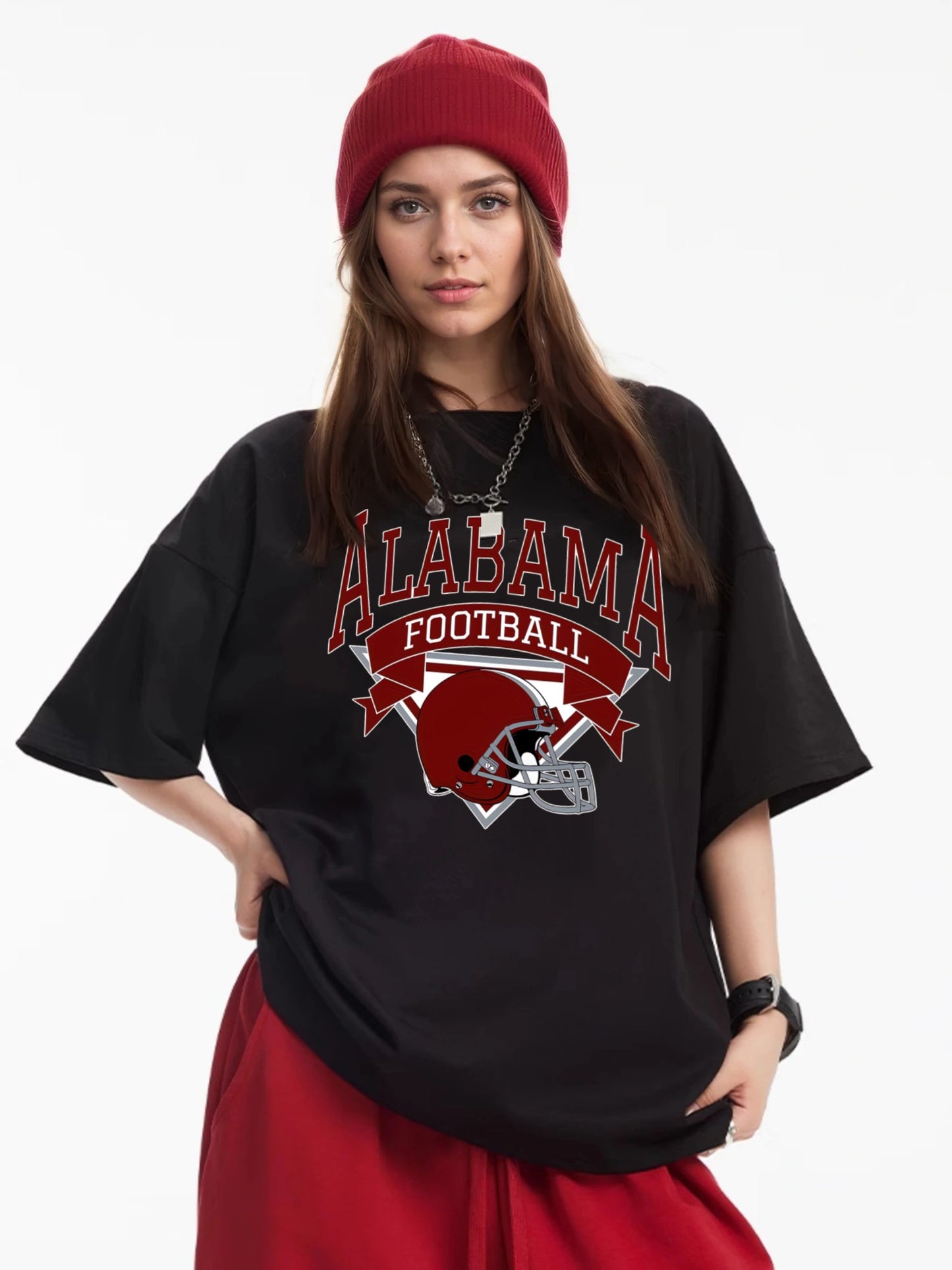 Women ALABAMA Football Helmet Printed Casual Short Sleeve T-Shirt