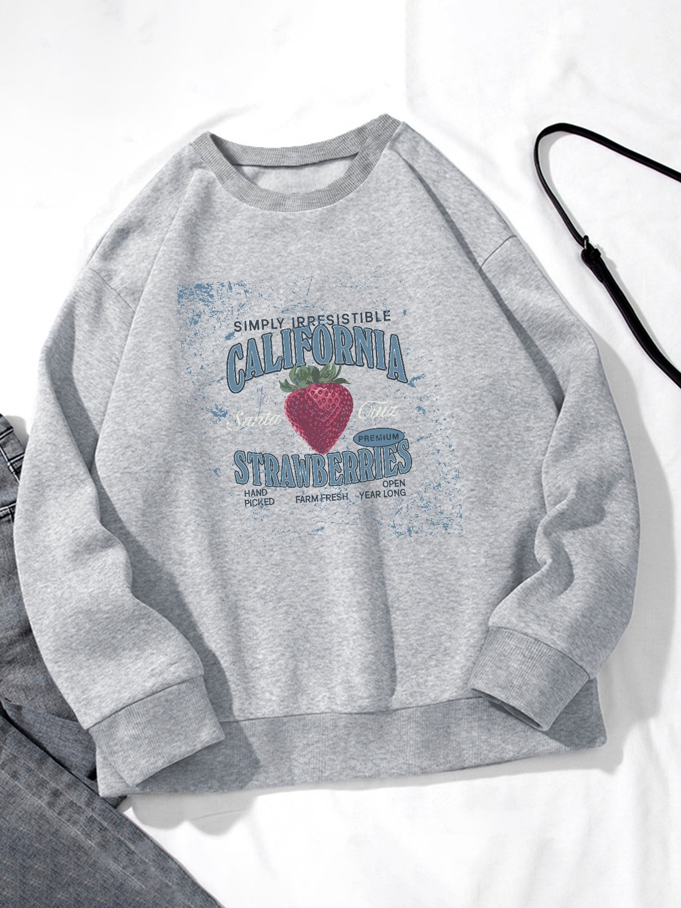 Women California Strawberry Printed Casual Sweatshirt