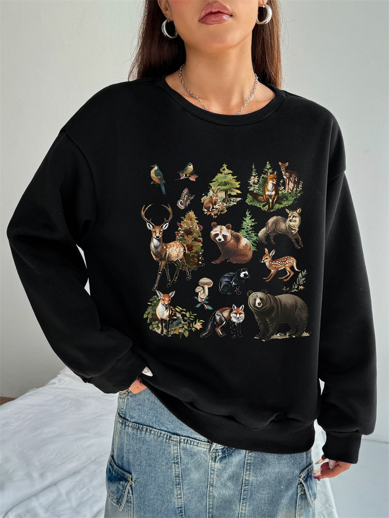 Women Animal Printed Casual Versatile Sweatshirt