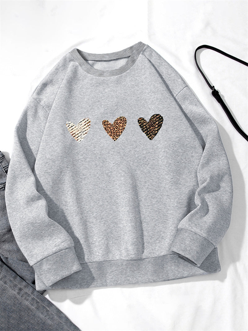 Women Gradient Heart Printed Casual Sweatshirt