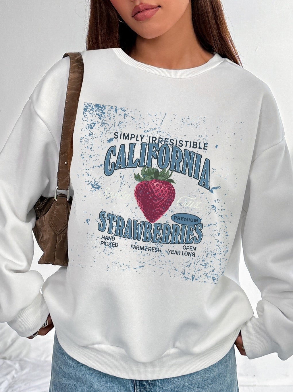 Women California Strawberry Printed Casual Sweatshirt