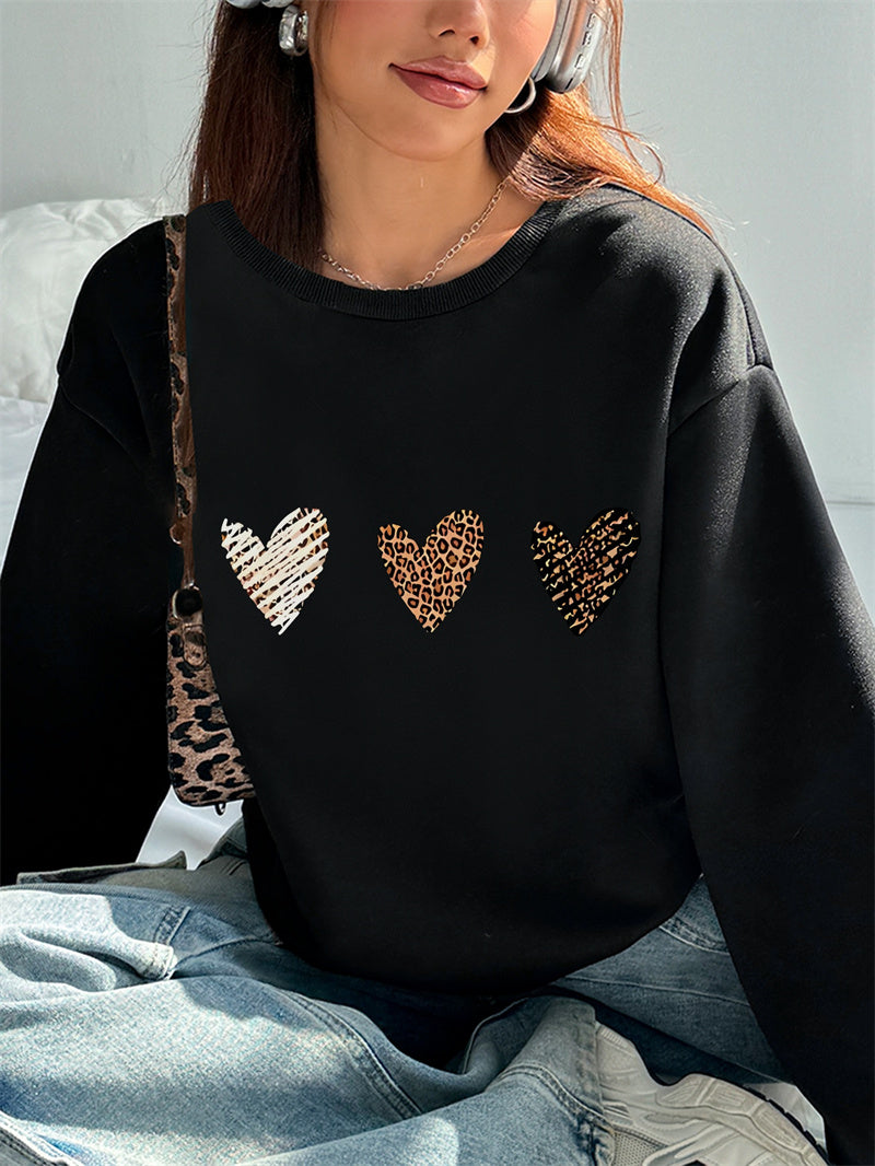 Women Gradient Heart Printed Casual Sweatshirt