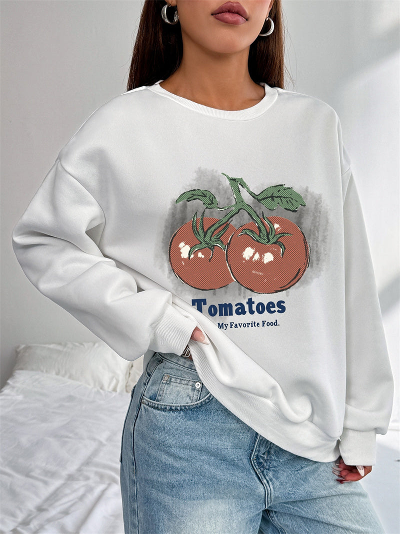 Women Tomato Print Casual Sweatshirt