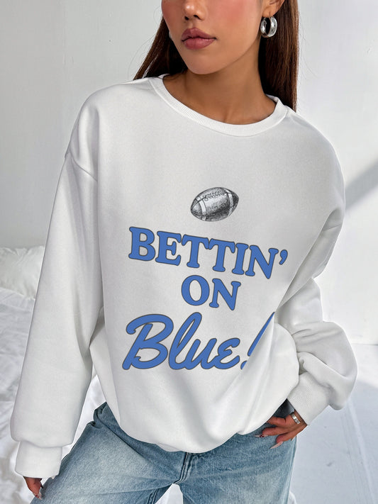 Women Rugby Letter Printed Casual Sweatshirt