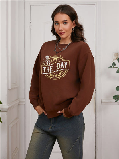 Women Have The Day You Deserve Little Skull Print Casual Sweatshirt