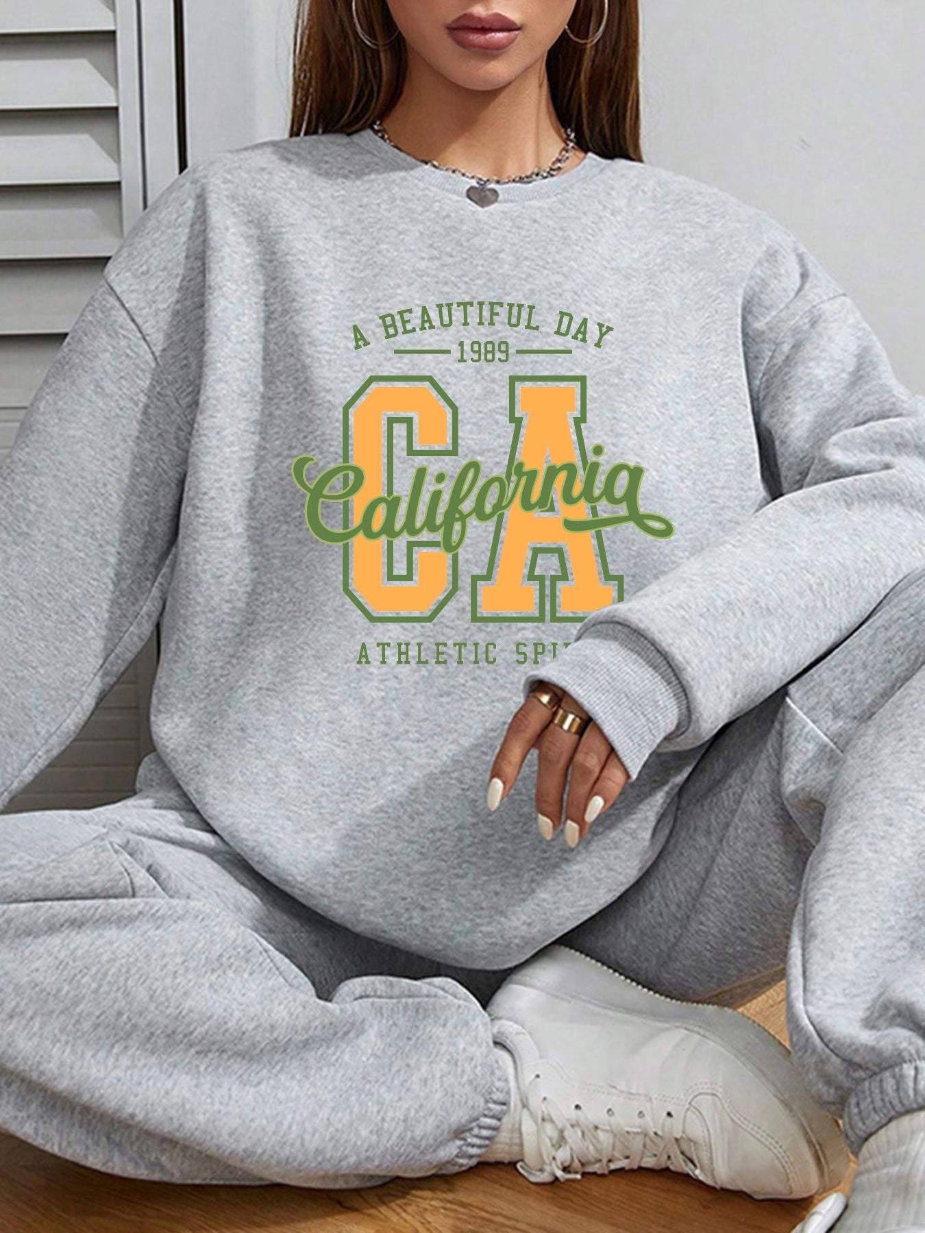 Women CA California Printed Long Sleeve Casual Pullover