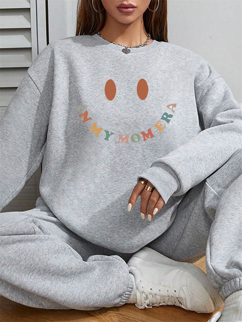 Women Fall Printed Pullover Smile Printed Sweatshirts