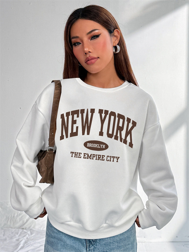 Women New York Letter Print Casual Sweatshirt