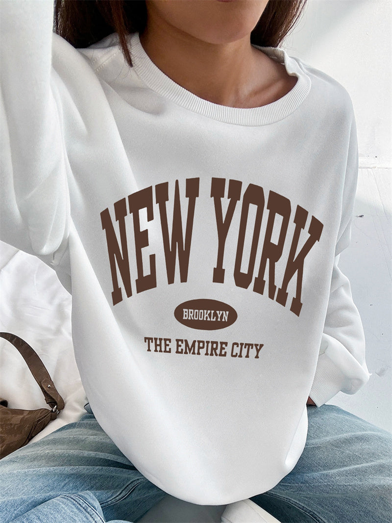 Women New York Letter Print Casual Sweatshirt