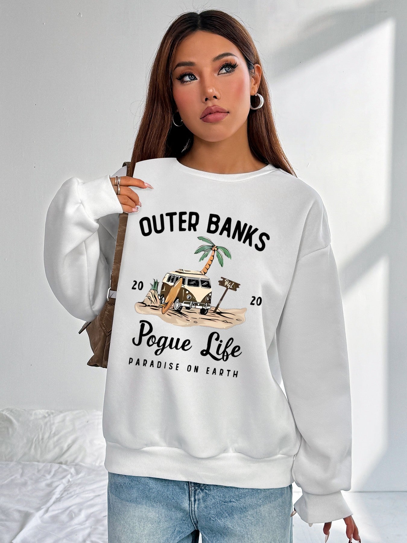 Women OUTER BANKS Campervan Print Sweatshirt