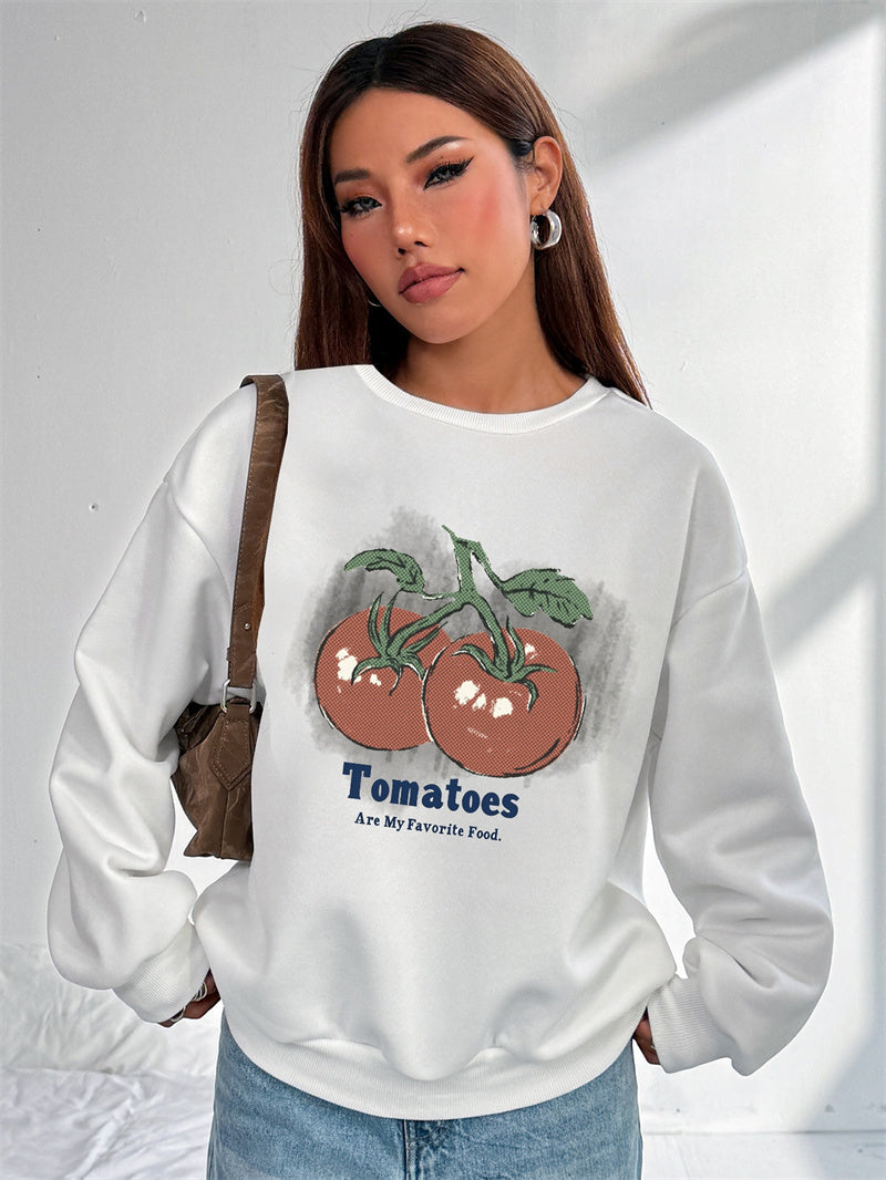 Women Tomato Print Casual Sweatshirt